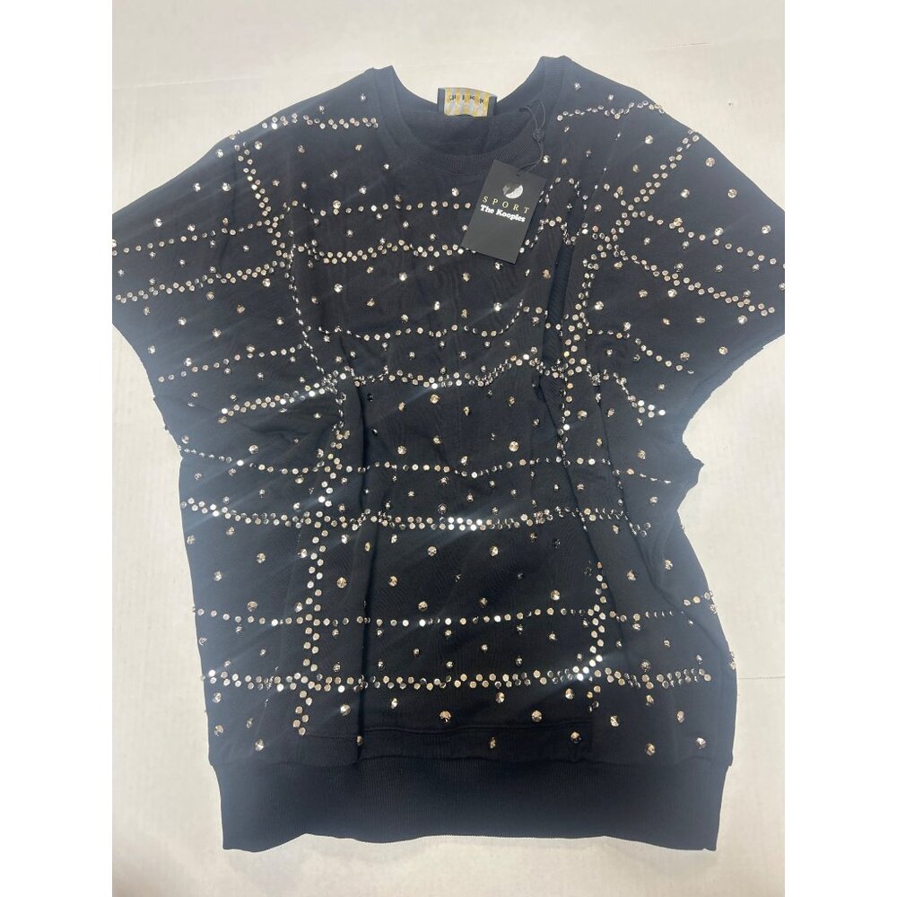 THE KOOPLES SPORT Studded and Fleece Top Black Size 1 Small NWT